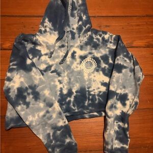Tie-Dye Blue Cropped Hoodie Sweater